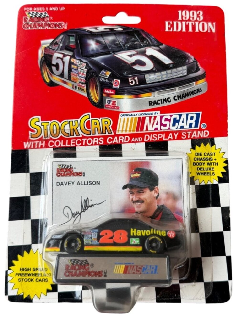 Racing Champions 1:64 Scale Diecast Stock Car Display Stand Davey Allison #28